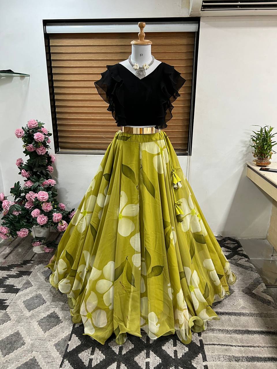 Enchanting Floral Print Kids Lehenga Choli Set