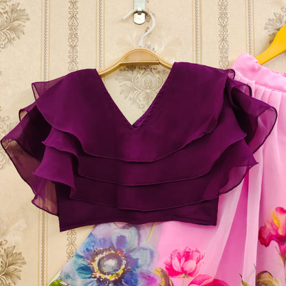 Blossom Beauty: Floral Printed Kids Lehenga Choli Set