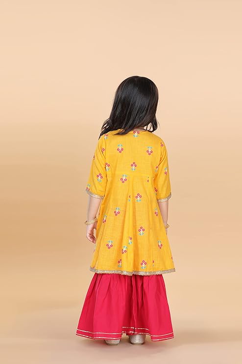 Whimsical Floral Dreams Kids Kurti and Sharara Set