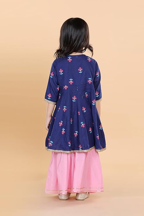 Whimsical Floral Dreams Kids Kurti and Sharara Set