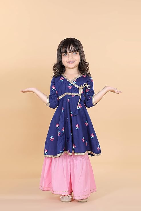 Whimsical Floral Dreams Kids Kurti and Sharara Set