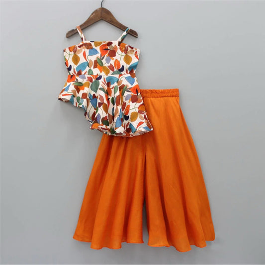 Floral Printed Top and Palazzo Set For Girls
