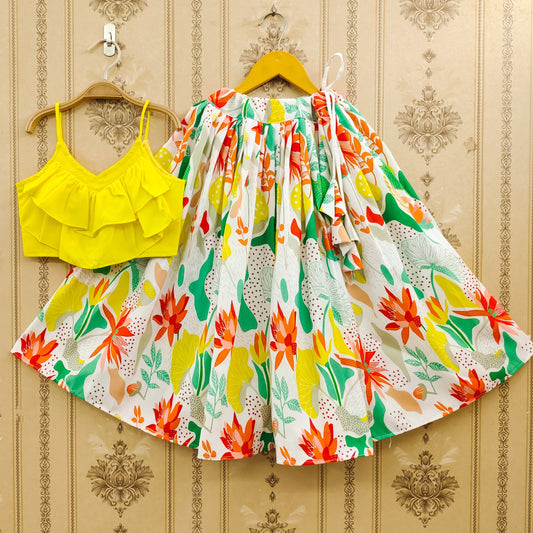 Blossom Beauty: Floral Printed Kids Lehenga Choli Set