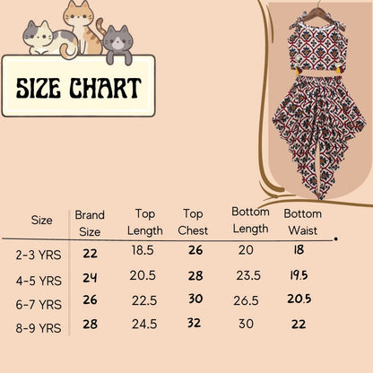 Girl's Rayon Printed Readymade Crop Top With Dhoti Set 2-9 Years