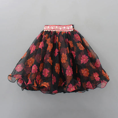 Kids Lehenga Choli in Georgette with Intricate Embroidery and Vibrant Flower Patterns