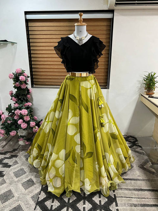 Enchanting Floral Print Kids Lehenga Choli Set