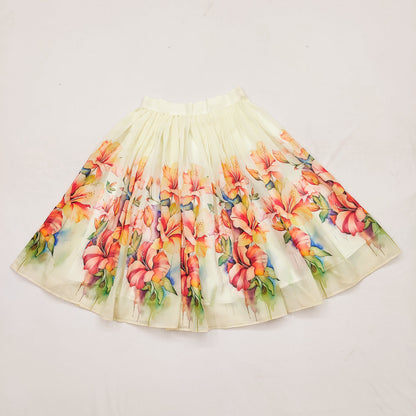 Kids White Georgette Lehenga Choli with Pink Sleeveless Blouse and Floral Print Dupatta
