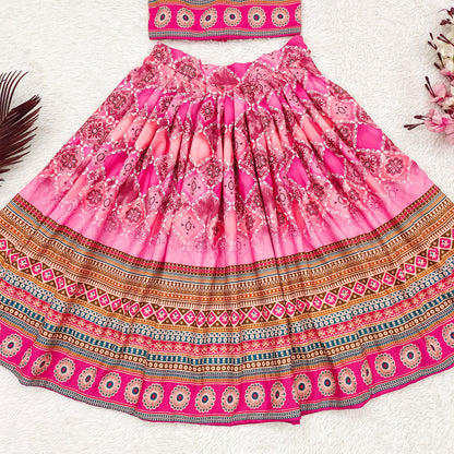 Enchanting Princess Lehenga Choli Set for Little Divas - Vibrant Rayon with Adorable Prints