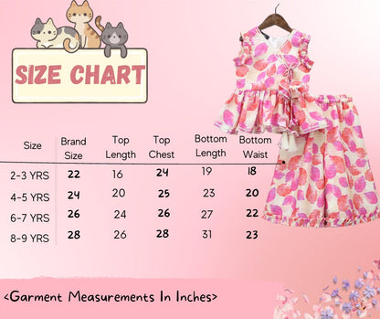 Girl's Ethnic Suit Leaf Printed Kurta Top with Palazzo Pant Traditional Clothing Set for Kids