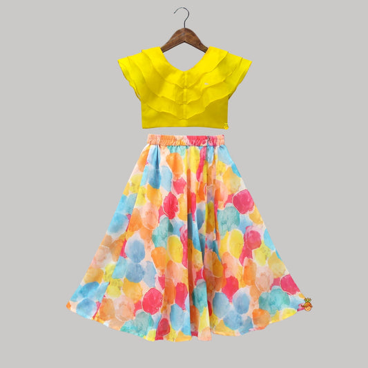 Enchanting Yellow Floral Princess Lehenga Choli for Girls - Adorable Ethnic Wear for Little Fashionistas