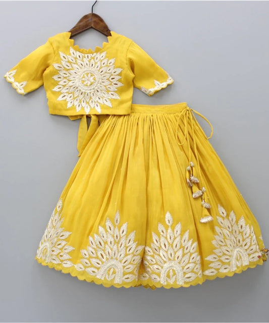 Enchanting Blossoms: Kids Cotton Lehenga Choli Set