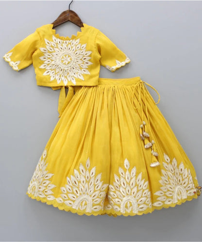 Enchanting Blossoms: Kids Cotton Lehenga Choli Set